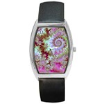 Raspberry Lime Delight, Abstract Ferris Wheel Barrel Style Metal Watch