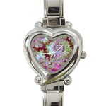 Raspberry Lime Delight, Abstract Ferris Wheel Heart Italian Charm Watch