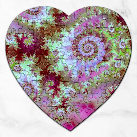 Raspberry Lime Delight, Abstract Ferris Wheel Jigsaw Puzzle (Heart) from ArtsNow.com Front