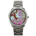 Raspberry Lime Delight, Abstract Ferris Wheel Sport Metal Watch