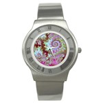 Raspberry Lime Delight, Abstract Ferris Wheel Stainless Steel Watch