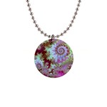 Raspberry Lime Delight, Abstract Ferris Wheel 1 Button Necklace Raspberry Lime Delight, Abstract Ferris Wheel 1 Button Necklace