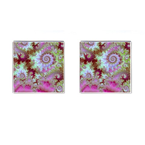 Raspberry Lime Delight, Abstract Ferris Wheel Cufflinks (Square) from ArtsNow.com Front(Pair)