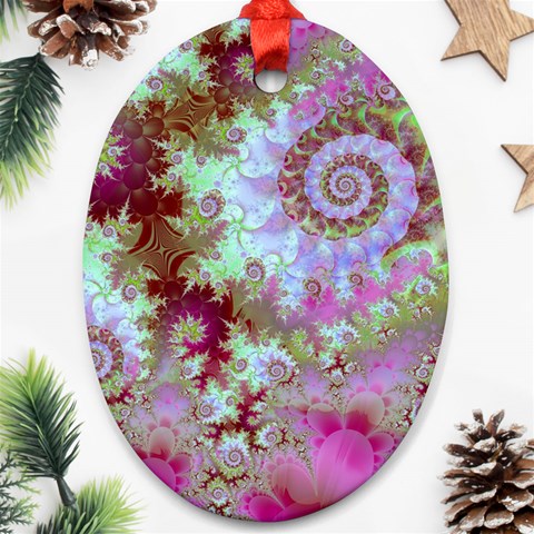Raspberry Lime Delight, Abstract Ferris Wheel Oval Ornament (Two Sides) from ArtsNow.com Front
