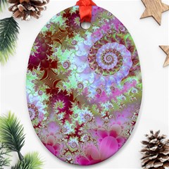 Raspberry Lime Delight, Abstract Ferris Wheel Oval Ornament (Two Sides) from ArtsNow.com Back