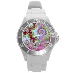 Raspberry Lime Delight, Abstract Ferris Wheel Round Plastic Sport Watch Large Raspberry Lime Delight, Abstract Ferris Wheel Round Plastic Sport Watch Large