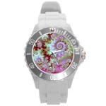 Raspberry Lime Delight, Abstract Ferris Wheel Round Plastic Sport Watch Large