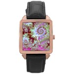 Raspberry Lime Delight, Abstract Ferris Wheel Rose Gold Leather Watch Raspberry Lime Delight, Abstract Ferris Wheel Rose Gold Leather Watch