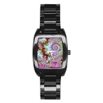 Raspberry Lime Delight, Abstract Ferris Wheel Men s Stainless Steel Barrel Analog Watch Raspberry Lime Delight, Abstract Ferris Wheel Men s Stainless Steel Barrel Analog Watch