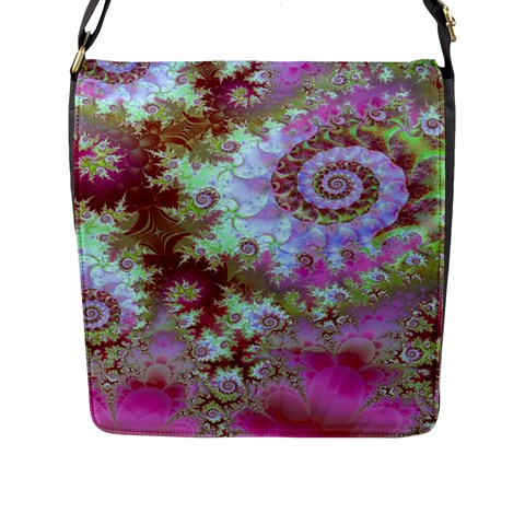 Raspberry Lime Delight, Abstract Ferris Wheel Flap Closure Messenger Bag (Large) from ArtsNow.com Front