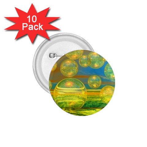 Golden Days, Abstract Yellow Azure Tranquility 1.75  Button (10 pack) from ArtsNow.com Front