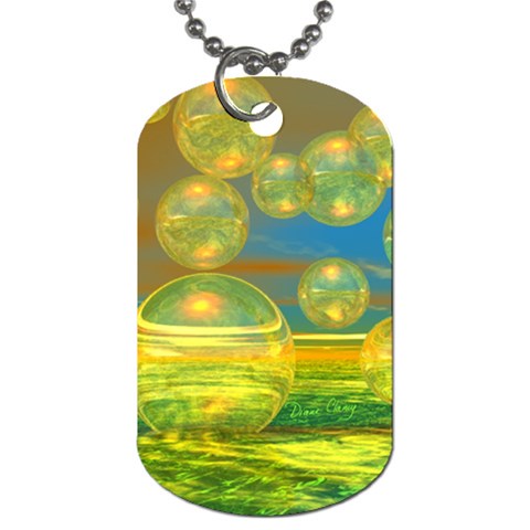 Golden Days, Abstract Yellow Azure Tranquility Dog Tag (One Sided) from ArtsNow.com Front