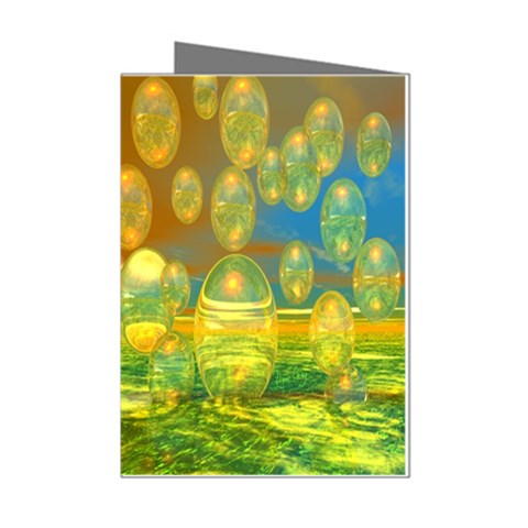 Golden Days, Abstract Yellow Azure Tranquility Mini Greeting Card (8 Pack) from ArtsNow.com Left