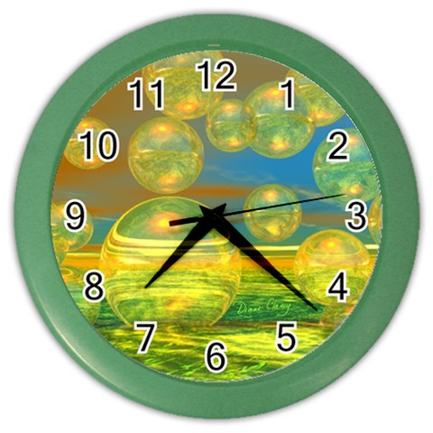 Golden Days, Abstract Yellow Azure Tranquility Wall Clock (Color) from ArtsNow.com Front