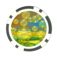 Golden Days, Abstract Yellow Azure Tranquility Poker Chip from ArtsNow.com Front