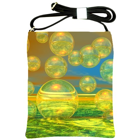 Golden Days, Abstract Yellow Azure Tranquility Shoulder Sling Bag from ArtsNow.com Front