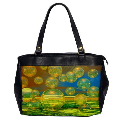 Golden Days, Abstract Yellow Azure Tranquility Oversize Office Handbag (One Side) from ArtsNow.com Front