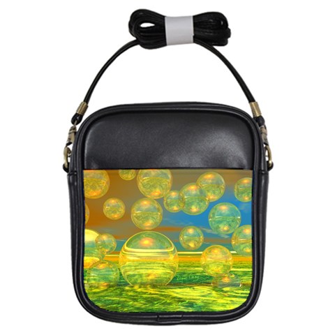 Golden Days, Abstract Yellow Azure Tranquility Girl s Sling Bag from ArtsNow.com Front