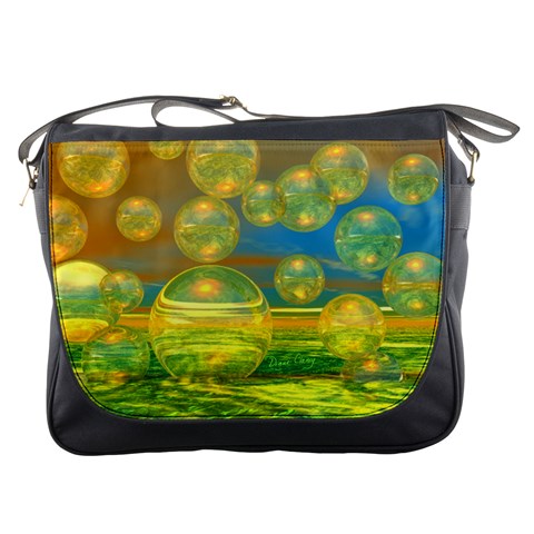 Golden Days, Abstract Yellow Azure Tranquility Messenger Bag from ArtsNow.com Front