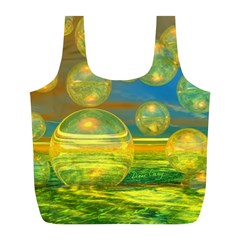 Golden Days, Abstract Yellow Azure Tranquility Reusable Bag (L) from ArtsNow.com Front