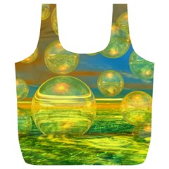 Golden Days, Abstract Yellow Azure Tranquility Reusable Bag (XL) from ArtsNow.com Back