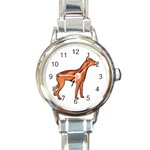 Doberman Round Italian Charm Watch