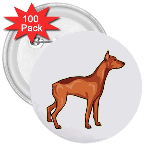 Doberman 3  Button (100 pack) from ArtsNow.com Front