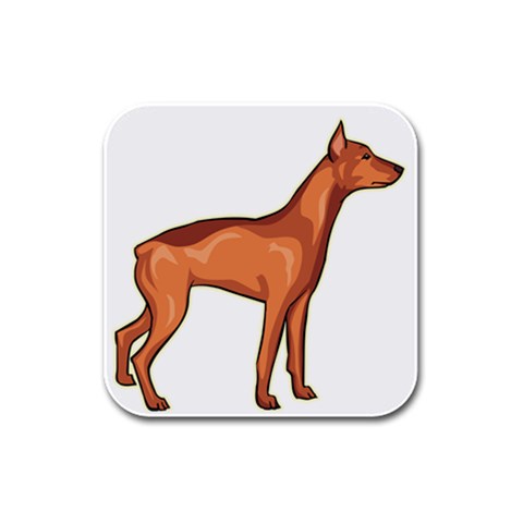 Doberman Rubber Square Coaster (4 pack) from ArtsNow.com Front