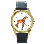 Doberman Round Gold Metal Watch