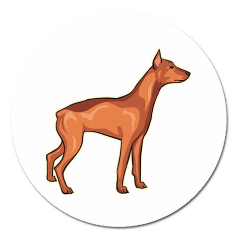 Doberman Magnet 5  (Round) from ArtsNow.com Front