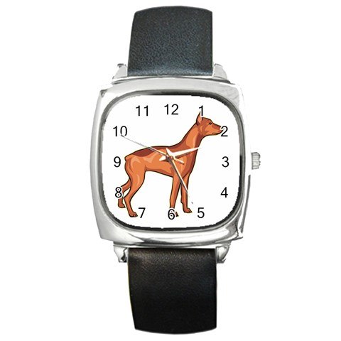 Doberman Square Metal Watch from ArtsNow.com Front