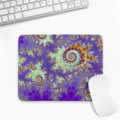 Sea Shell Spiral, Abstract Violet Cyan Stars Small Mouse Pad (Rectangle) from ArtsNow.com Front