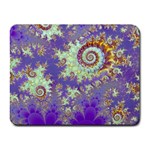 Sea Shell Spiral, Abstract Violet Cyan Stars Small Mouse Pad (Rectangle)