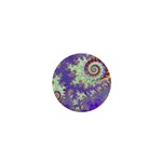 Sea Shell Spiral, Abstract Violet Cyan Stars 1 Mini Button Sea Shell Spiral, Abstract Violet Cyan Stars 1 Mini Button