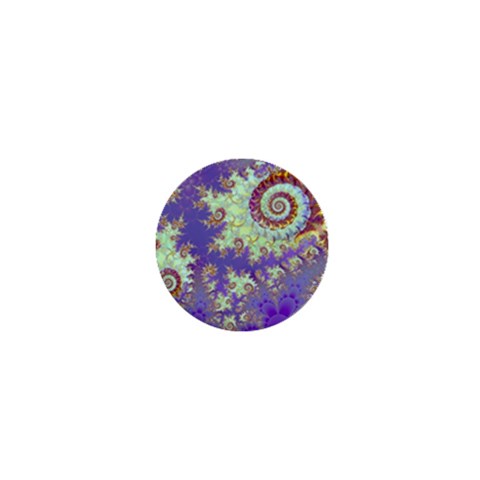 Sea Shell Spiral, Abstract Violet Cyan Stars 1  Mini Button Magnet from ArtsNow.com Front