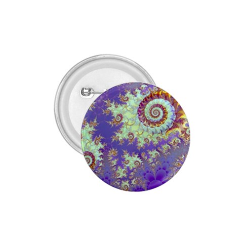 Sea Shell Spiral, Abstract Violet Cyan Stars 1.75  Button from ArtsNow.com Front