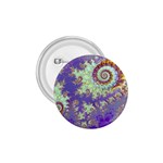 Sea Shell Spiral, Abstract Violet Cyan Stars 1.75  Button