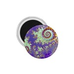 Sea Shell Spiral, Abstract Violet Cyan Stars 1.75  Button Magnet