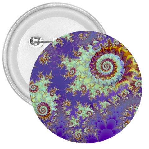 Sea Shell Spiral, Abstract Violet Cyan Stars 3  Button from ArtsNow.com Front