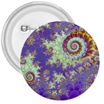 Sea Shell Spiral, Abstract Violet Cyan Stars 3 Button Sea Shell Spiral, Abstract Violet Cyan Stars 3 Button