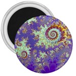 Sea Shell Spiral, Abstract Violet Cyan Stars 3 Button Magnet Sea Shell Spiral, Abstract Violet Cyan Stars 3 Button Magnet