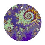 Sea Shell Spiral, Abstract Violet Cyan Stars Round Ornament Sea Shell Spiral, Abstract Violet Cyan Stars Round Ornament