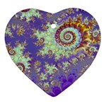 Sea Shell Spiral, Abstract Violet Cyan Stars Heart Ornament