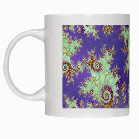 Sea Shell Spiral, Abstract Violet Cyan Stars White Coffee Mug from ArtsNow.com Left