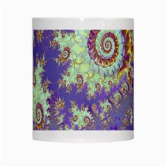 Sea Shell Spiral, Abstract Violet Cyan Stars White Coffee Mug from ArtsNow.com Center