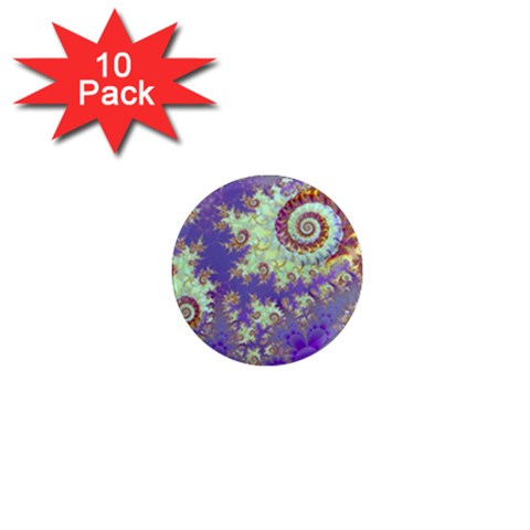Sea Shell Spiral, Abstract Violet Cyan Stars 1  Mini Button Magnet (10 pack) from ArtsNow.com Front