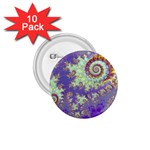 Sea Shell Spiral, Abstract Violet Cyan Stars 1.75  Button (10 pack)