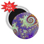 Sea Shell Spiral, Abstract Violet Cyan Stars 2.25  Button Magnet (100 pack)