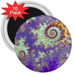 Sea Shell Spiral, Abstract Violet Cyan Stars 3  Button Magnet (10 pack)