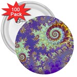 Sea Shell Spiral, Abstract Violet Cyan Stars 3 Button (100 pack) Sea Shell Spiral, Abstract Violet Cyan Stars 3 Button (100 pack)